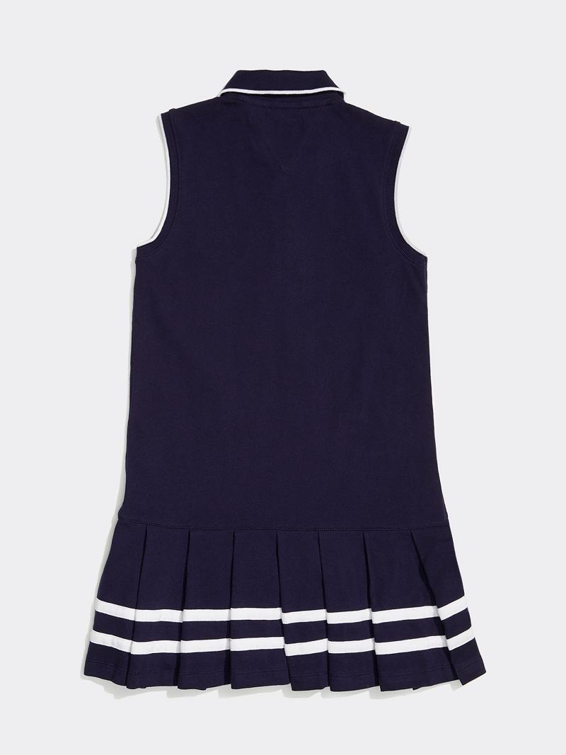 Lány Tommy Hilfiger Big Ujjatlan Pleated Dresses Szürke | HU 1733TCE